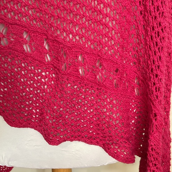 Chico's Pink Crochet Knit Poncho One Size Fits All - Picture 7 of 9